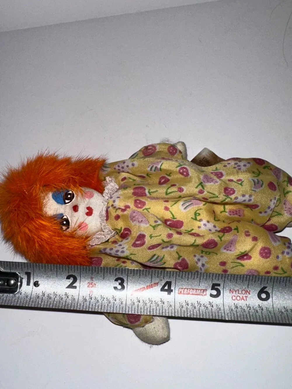 Vintage CLOTH HAND PAINTED Face Clown Doll 7